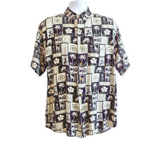 Summa Hawaiian Silk Shirt Men's Size Medium Floral Vacation Dad Core Retro